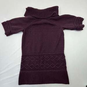 Cynthia Rowley Purple Short Sleeve Zip-Neck Cable Knit Tunic Sweater Size Medium